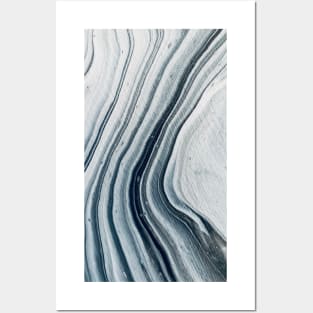 Black and white acrylic fluid paint Posters and Art